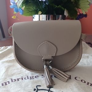 Cambridge Satchel MINI Tassel Saddle Bag in Latte Taupe